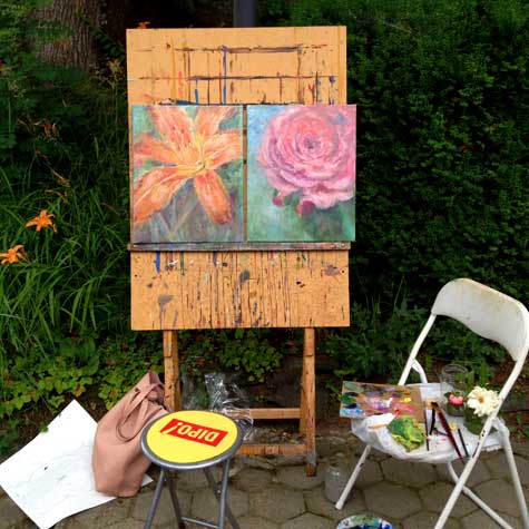 Oljno slikarstvo, tečaj za odrasle, slikanje cvetja in narave po opazovanju.