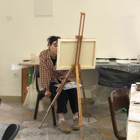 V poletni slikarski delavnici udeleženci ustvarjajo na slikarska platna, poljubnih velikosti, slikajo v tehniki slikanja z akrilnimi ali oljnimi barvami, lahko z podslikavami ali na način alla prima (mokro na mokro).