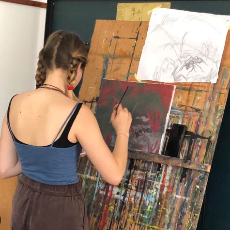 Pri učenju slikarstva v poletni slikarski delavnici udeleženci spoznavajo tonsko modelacijo, svetlo – temni kontrast, zračno in barvno perspektivo, modulacijo in barvno modelacijo. 