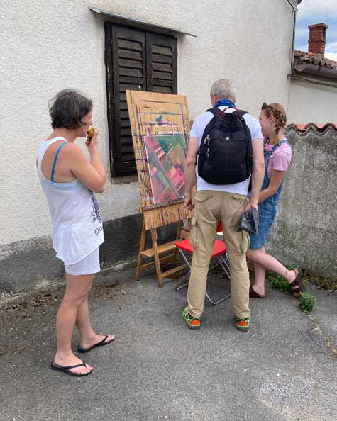 Mentor in udeleženki Poletne slikarske delavnice.