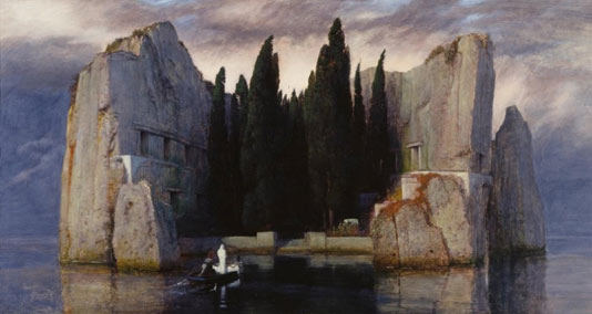 Pri delu v prvem sklopu delavnic tečaja slikanja bo naslovna slika: Arnold Böcklin: Otok mrtvih (tretja verzija), olje na lesu, 1883, 111 ×155 cm. V prvem sklopu tečaja slikanja bomo raziskovali slikarski motiv: pokrajino.